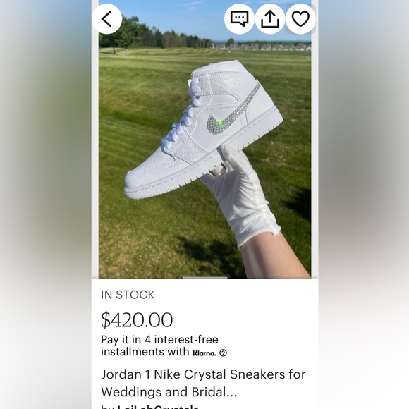 New in box with inserts, custom crystal mid Jordan 1’s - Picture 6 of 6